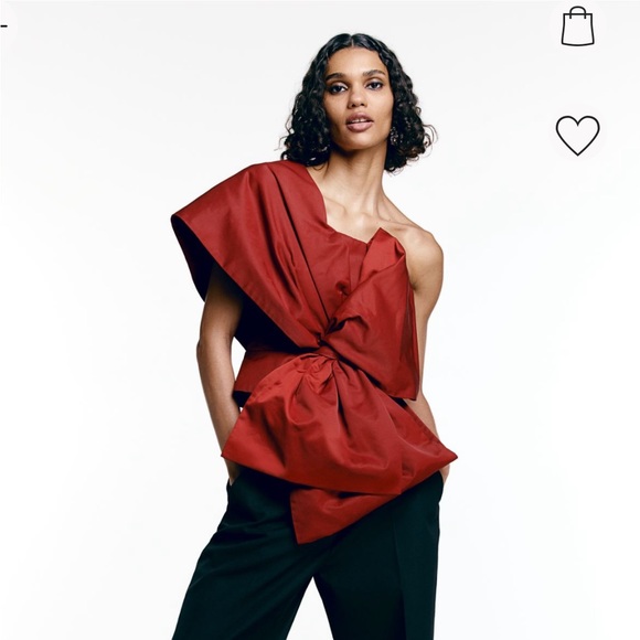 H&M Bow-front Top in Red - Picture 2 of 12